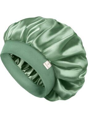 〽️Women Green Silk Bonnet Sleeping Double Layer Satin Natural Curly Hair Cap